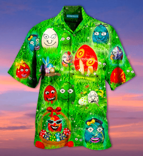 Discover Cool Easter Egg So Cute Green Unisex Hawaii Aloha Shirts Ha40696