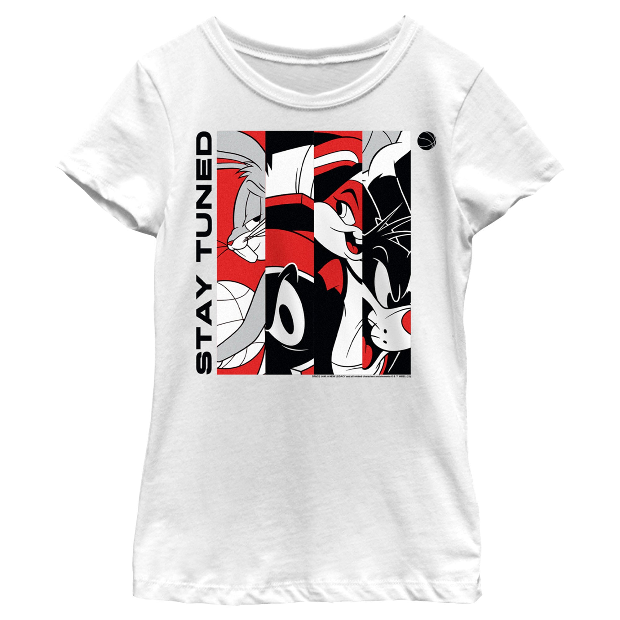 Space Jam: A New Legacy Girl’S Stay Tuned Panels Red And Black  T-Shirt