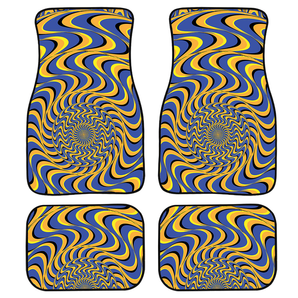 Blue And Yellow Motion Illusion Print Front And Back Car Floor Mats, Front Car Mat