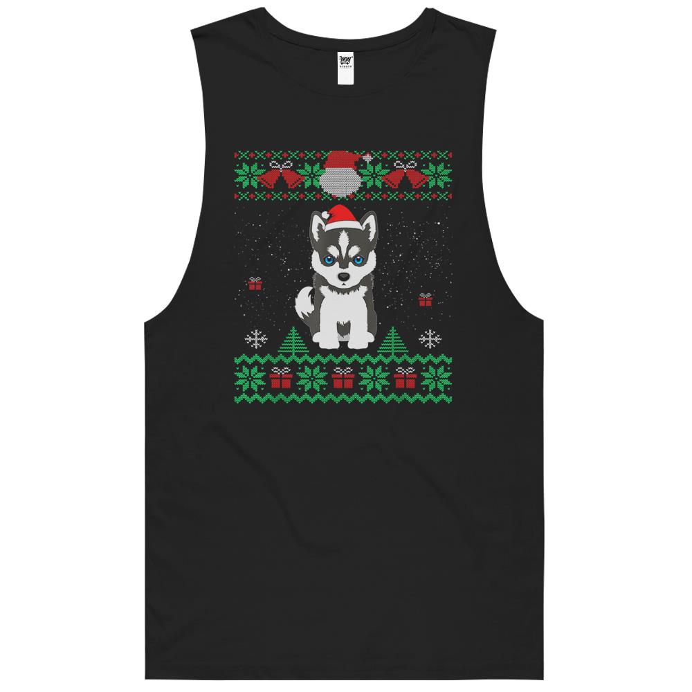 Siberian Husky Dog Lover Ugly Christmas Sweater Puppy Lover Tank Top