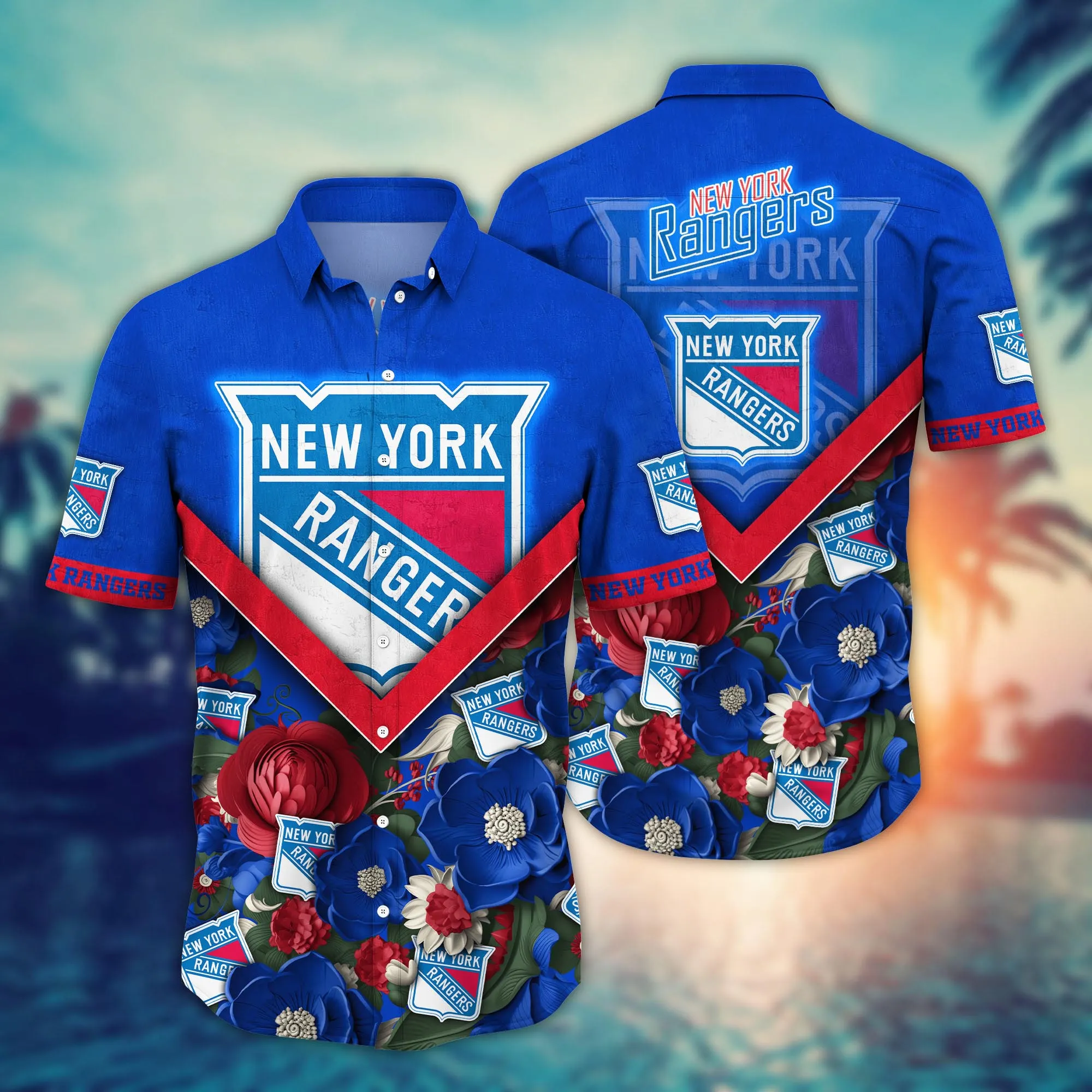 New York Rangers Nhl Hawaiian Shirt Custom Parasols Aloha Shirt