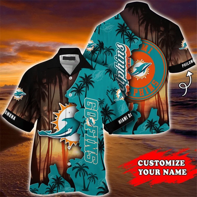 Miami Dolphins Hawaiian Shirts Tropical Island Personalized