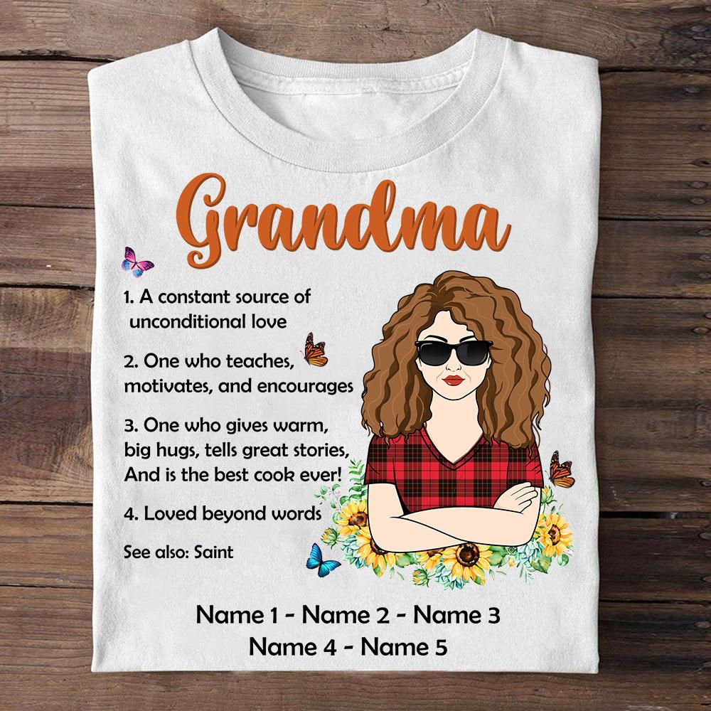 Grandma A Constant Source Of Unconditional Love T-Shirt Proud Grandma With Grandkids Names Shirt Gift For Grandma Nana Hn98