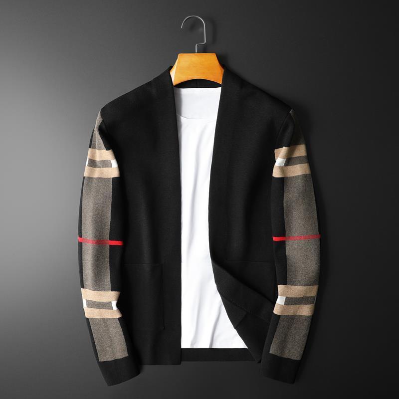 2022 Fashion Brand European Luxury Men’s Classic Plaid Knitted Cardigan Sweater Casual Large Long Sleeve Cardigan Jacket alx