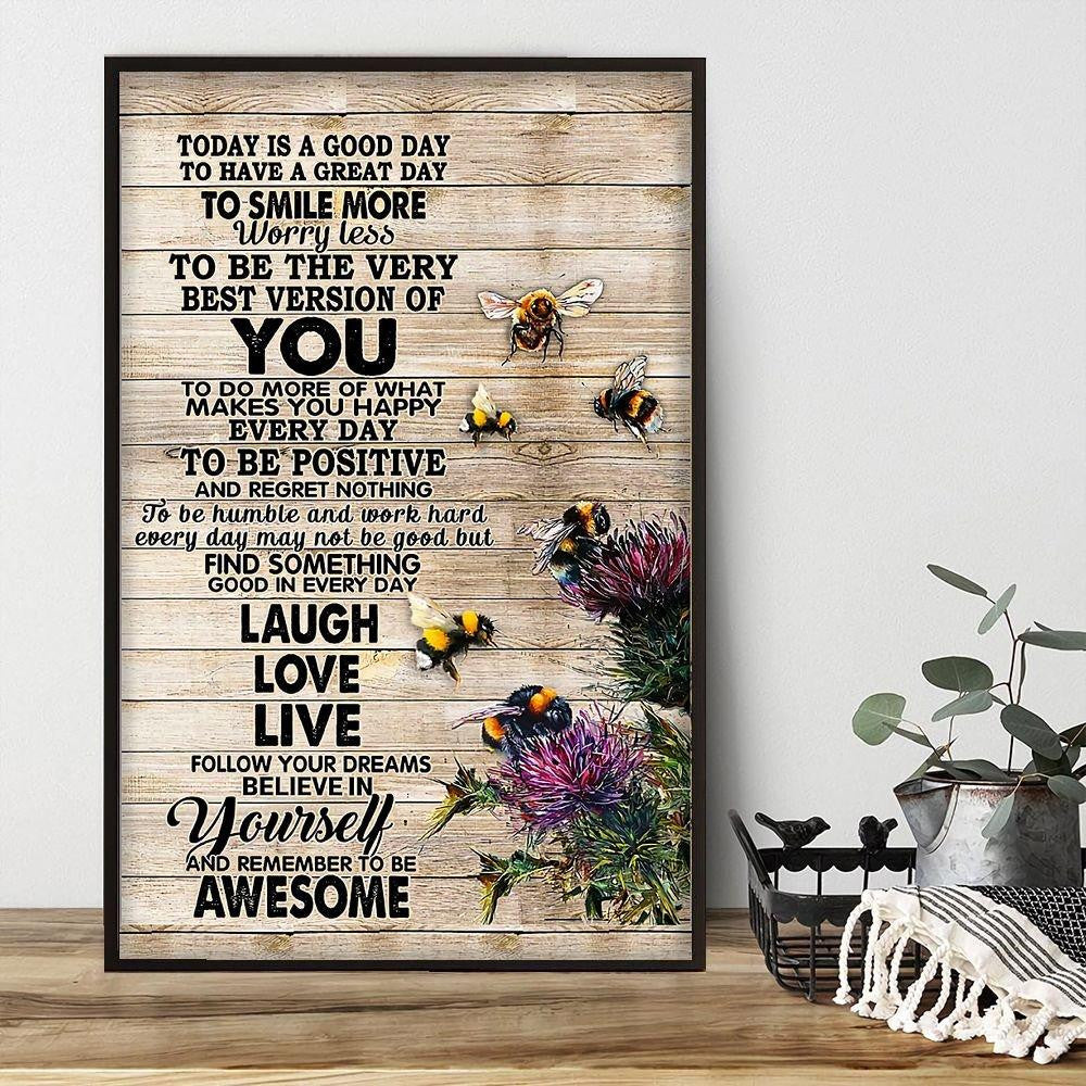 Awesome Bees Poster – Laugh Love Live Canvas Home Décor Birthday Christmas Gifts For Women Girl – Gigo Smart