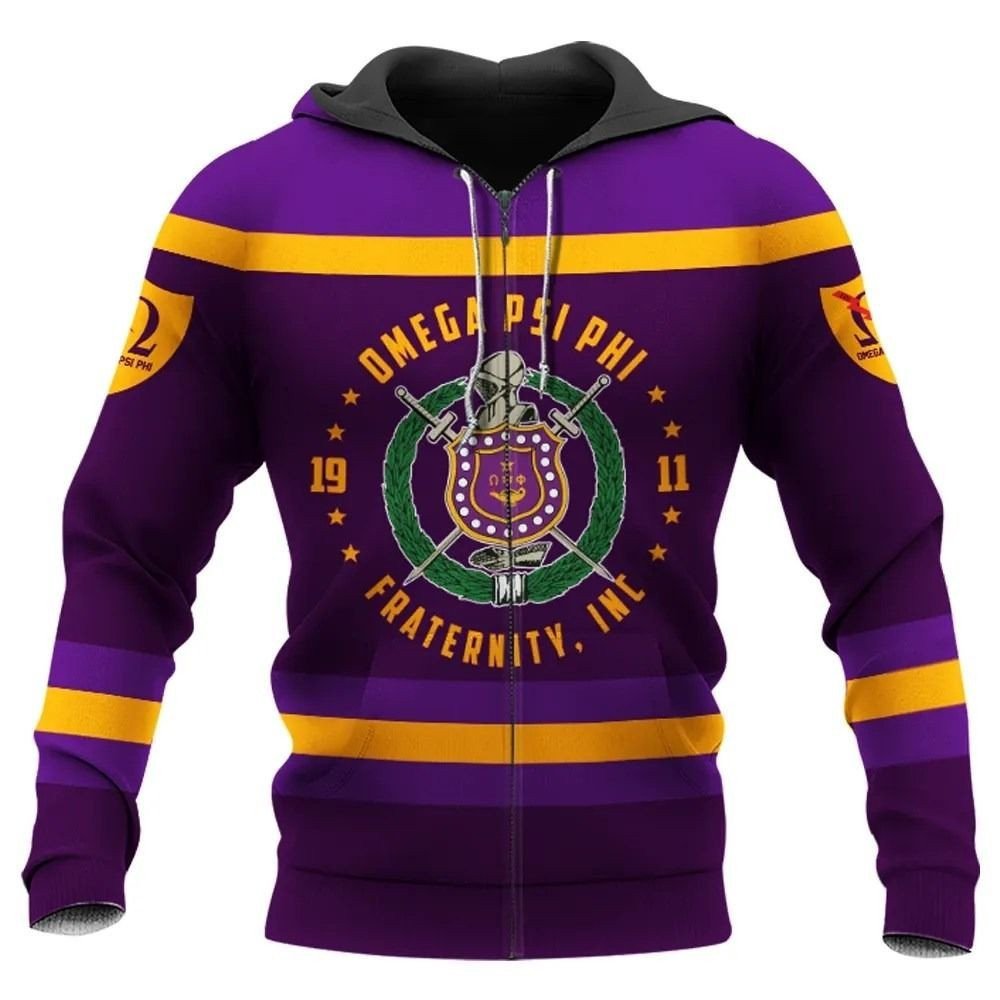 Fraternity Hoodie – Omega Psi Phi Crest Ver2 Zip Hoodie