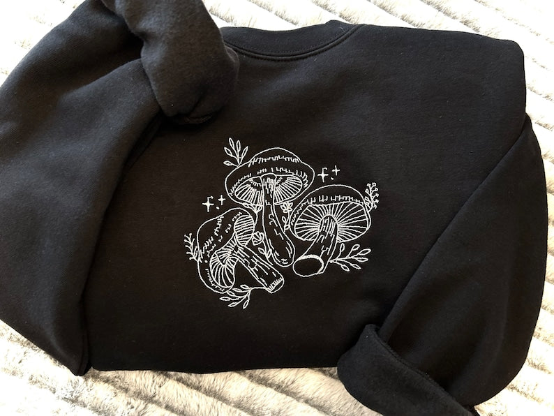 Mystic Mushroom Crew Embroidered Sweatshirt 2D Crewneck Sweatshirt All Over Print Sweatshirt For Women Sweatshirt For Men Sws3097