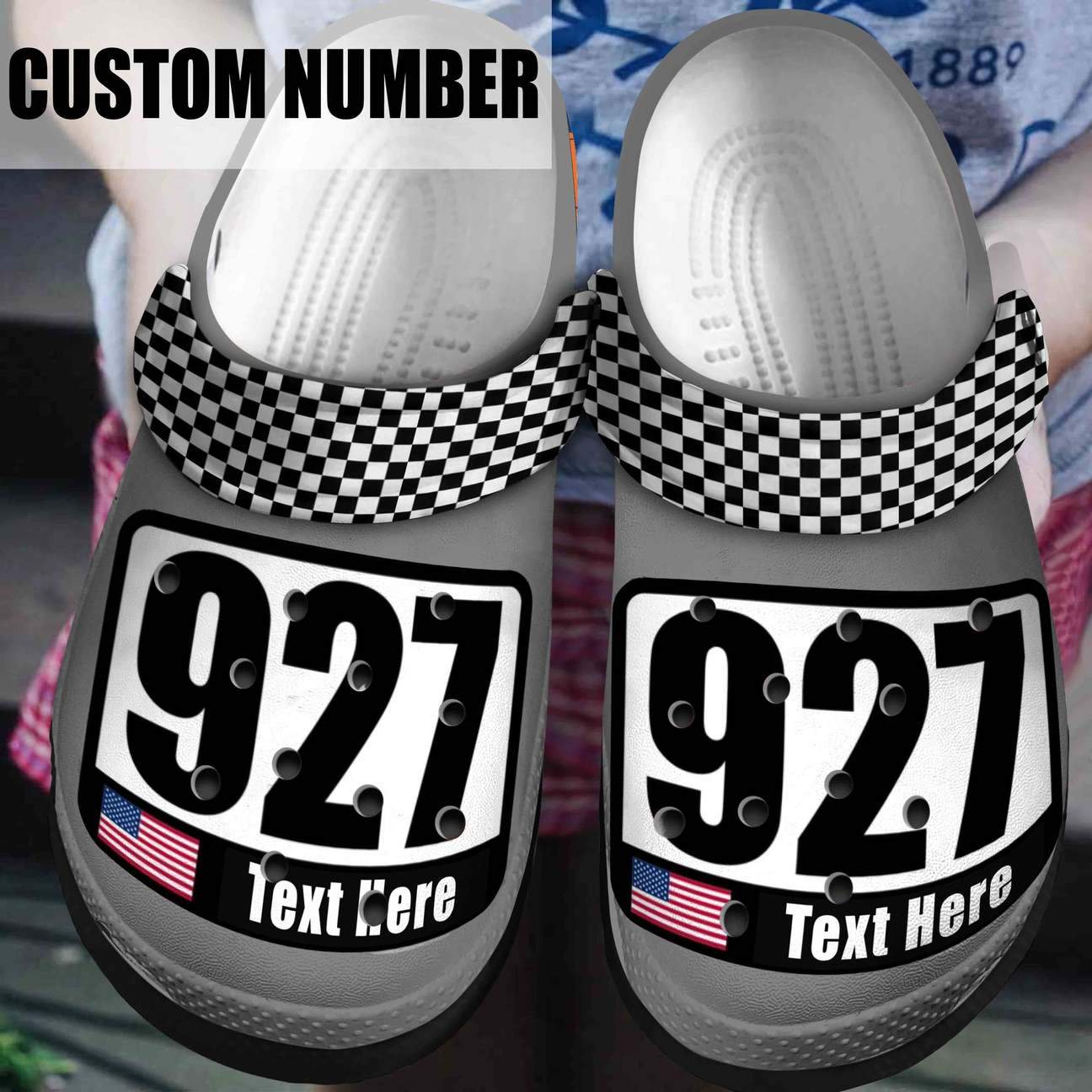 Racing Personalized Clog, Custom Name, Text, Color, Number Fashion Style For Women, Men, Kid, Print 3D Race Number Plate