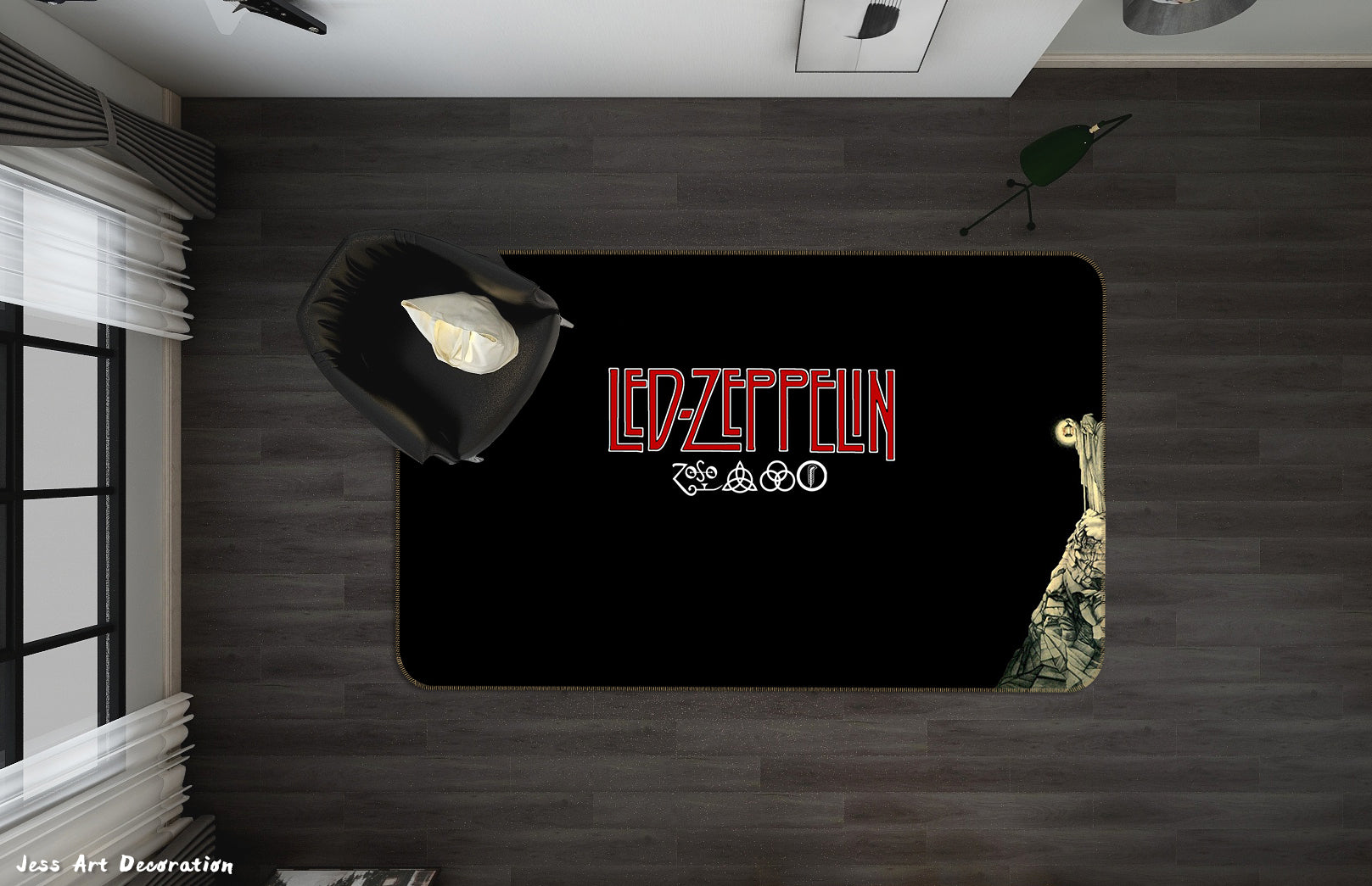 3D Led Zeppelin Band Black Non-Slip Rug Mat 13