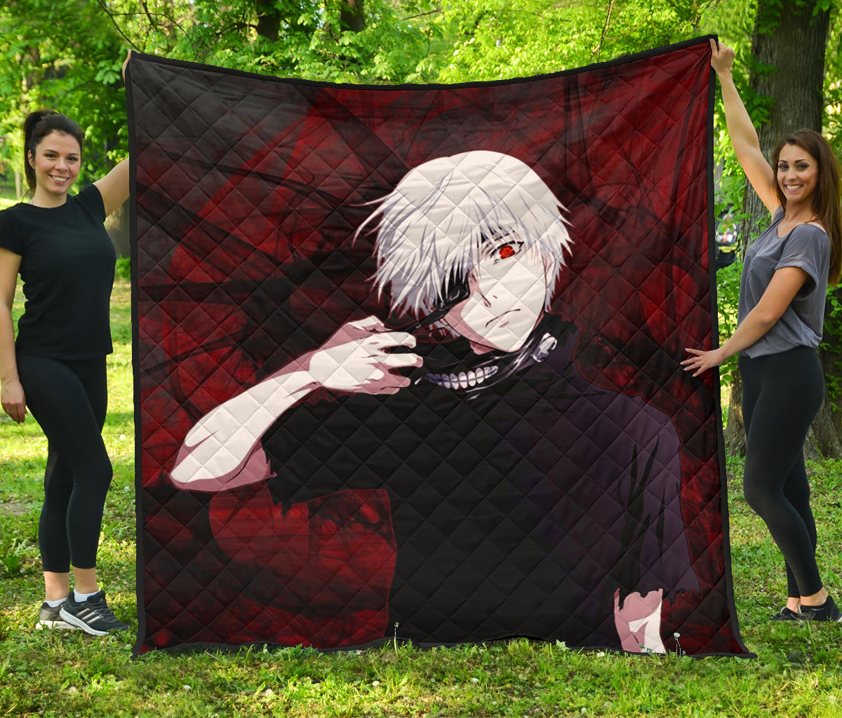 Tokyo Ghoul Anime Premium Quilt – Innocent Ken Kaneki Taking Off Mask Quilt Blanket