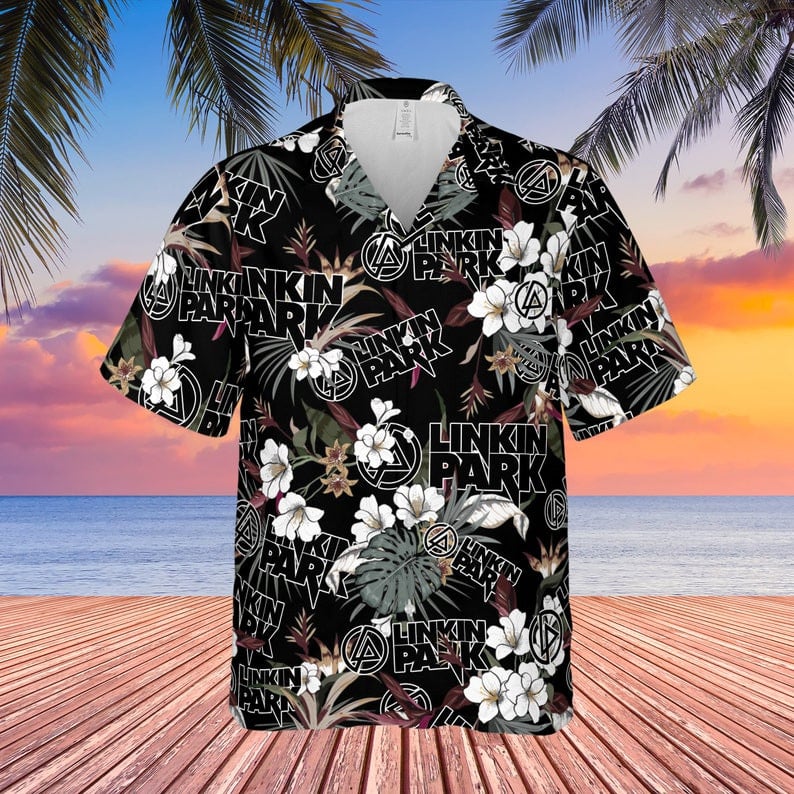 Linkin Park Rock Band Logo Tropical Forest All Over Print Hawaii Shirt Black Ha87377