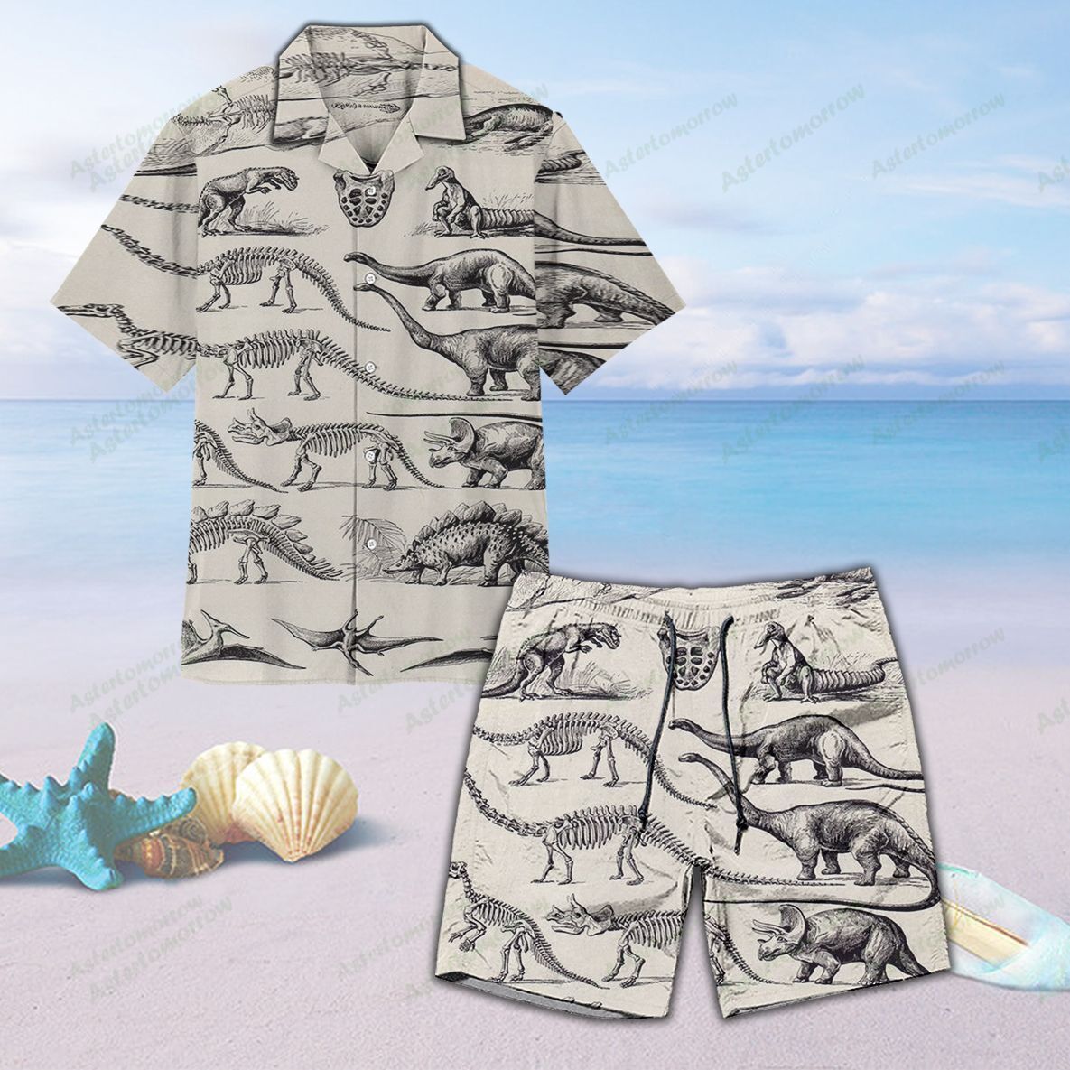 Dinosaur Fossils Unisex Hawaiian Shirt Beach Dinosauria Hawaiian Ha43219