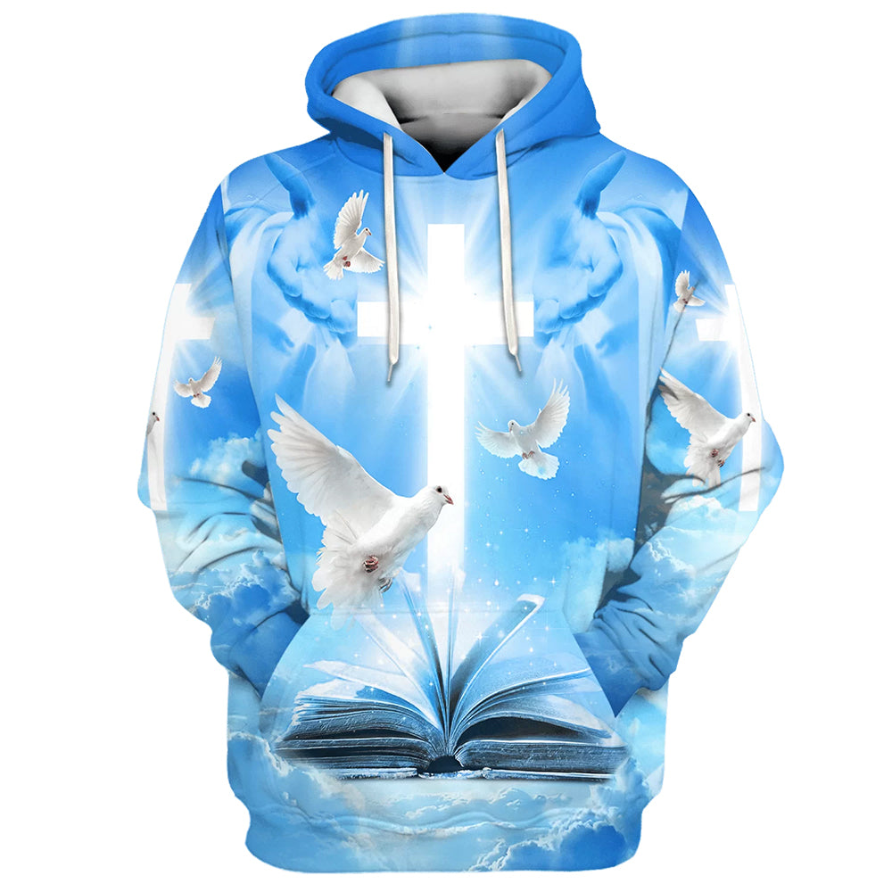Christian Cross, Bible And Dove 3D Hoodies Men & Women Christian Hoodie 3D Printed Hoodie