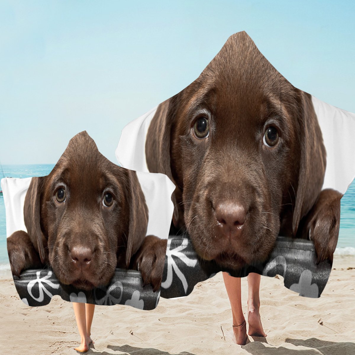 3D Brown Puppy Hooded Towel