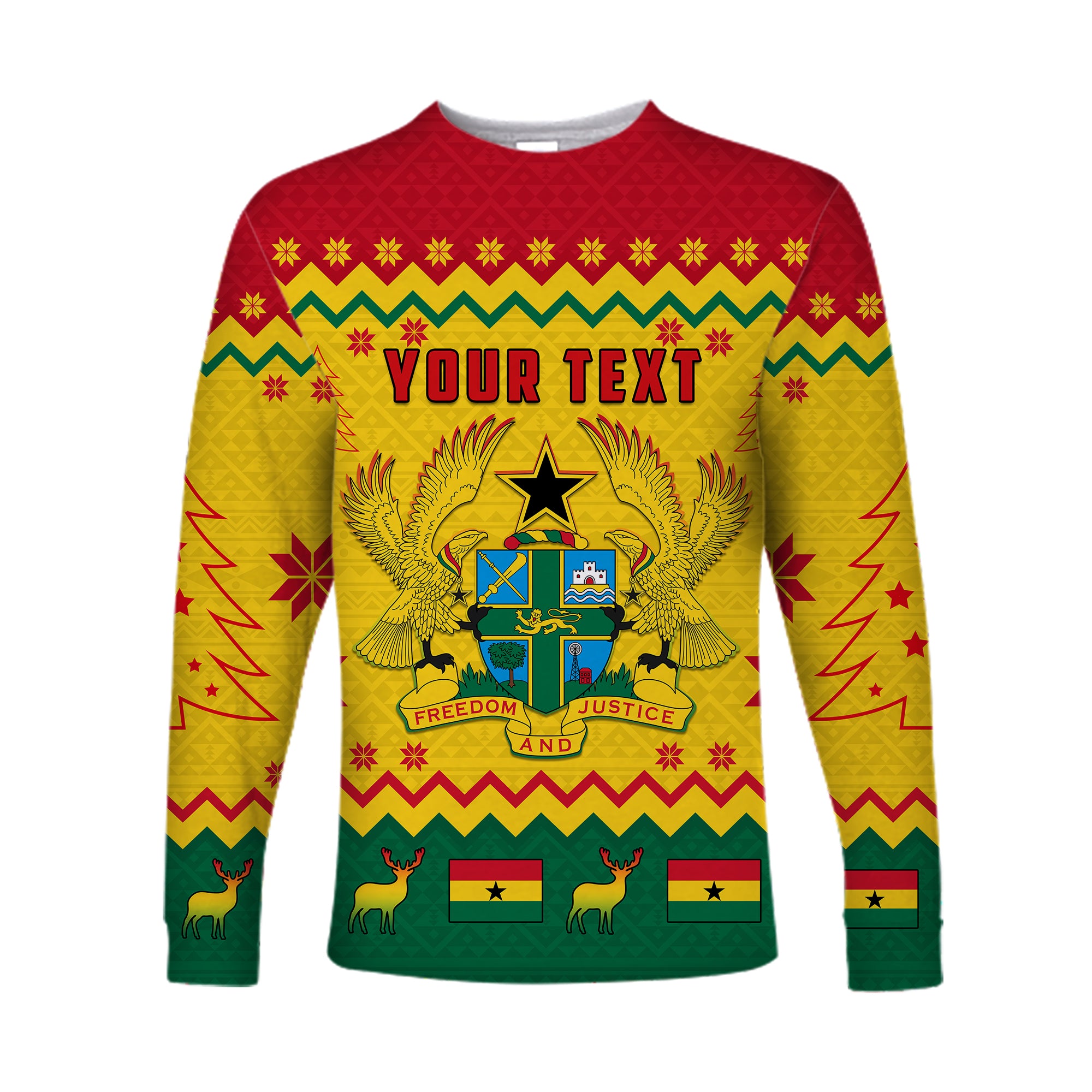 (Custom Personalised) Ghana Christmas Long Sleeve Shirt African Pattern Lt13