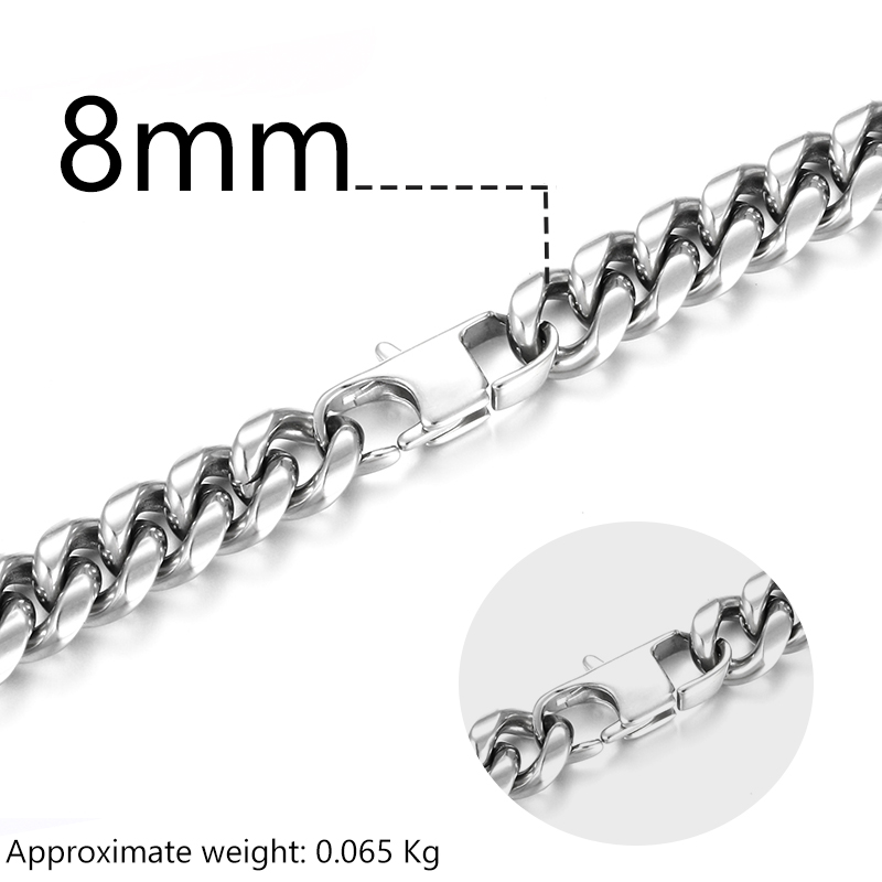 3mm 6mm Wide Stainless Steel Chain Cuban Link Chains Chokers Necklace For Mens Jewelry Silver Plated Solid Metal Fashion Jewelry alx