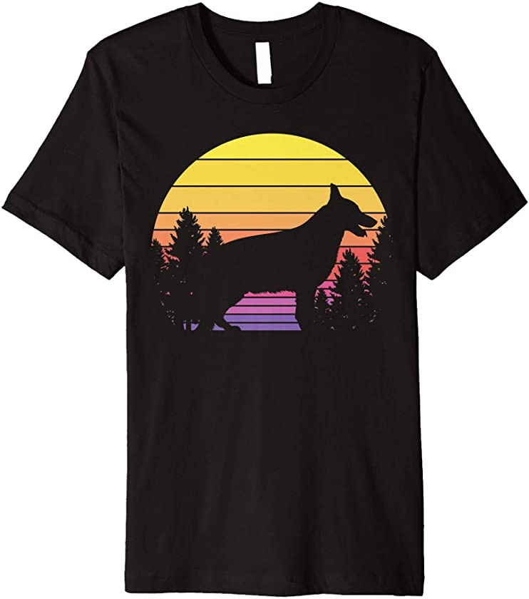 Retro Animal Dog Lover Gift Forest Sunset German Shepherd Premium T-Shirt