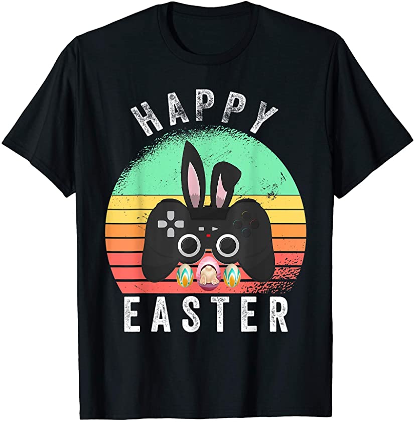 Video Game Easter Bunny Boys Kids Gaming Controller Gamer T-Shirt