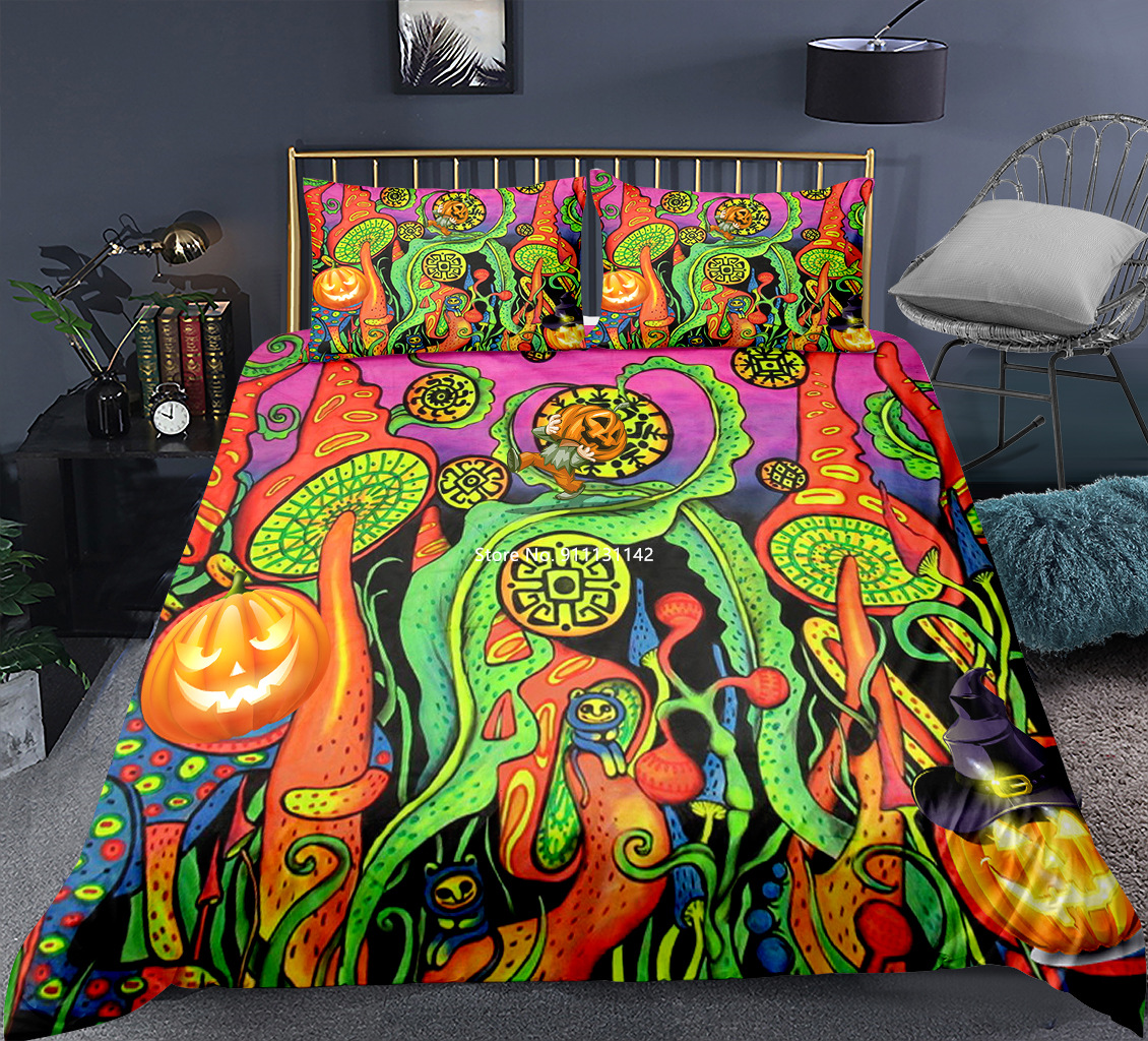 3D Halloween Printed Bedding Set Bedroom Home Decor Down Bed Cover Pillowcase King Queen Extra Large Home  Duvet Covers