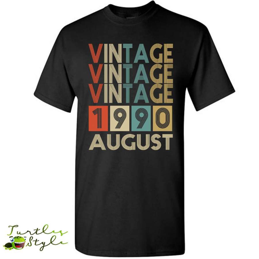 Birthday Vintage August 1990 – Gildan Short Sleeve Shirt