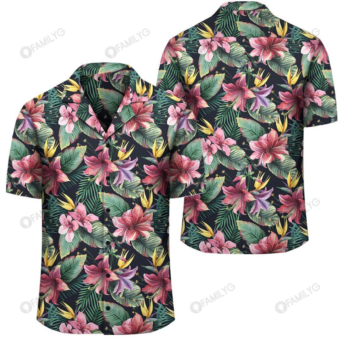 Tropical Flowers Palm And Leaves Hawaiian Shirt Summer Hawaiian For Men, Women, Couple