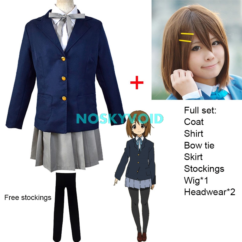 Anime K-ON! Akiyama Mio Costume Hirasawa Yui Cosplay Wig High School Girls Uniforms Woman JK Uniform Halloween Party Costumes alx