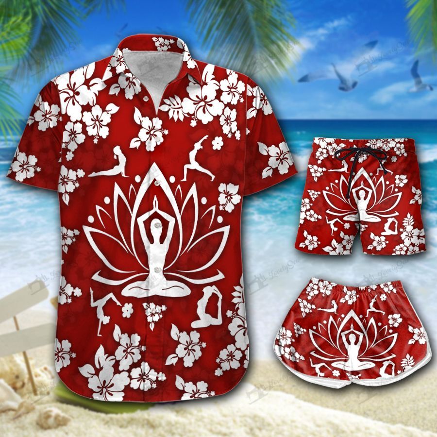 Yoga Red Hawaiian Shirt Shorts Ha58746