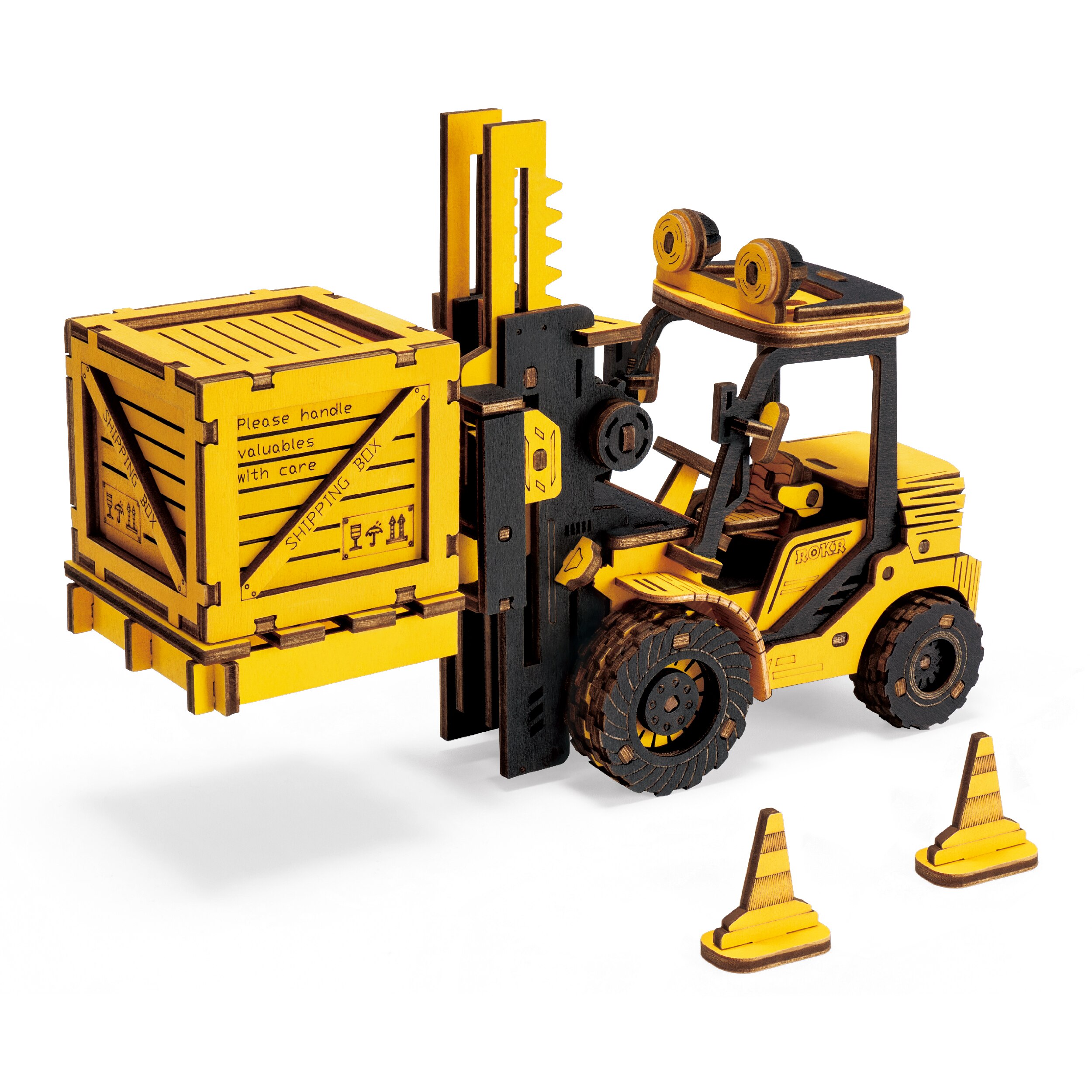 Robotime ROKR Forklift Engineering Vehicle Building Block Set For Kids Adult Creative Toys 3D Wooden Puzzle Extend Imagin TG413K alx