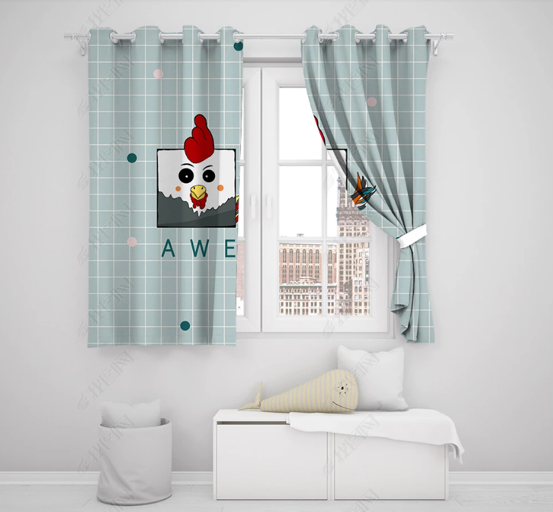 3D Cartoon Animal Rooster Curtains And Drapes Lqh 249