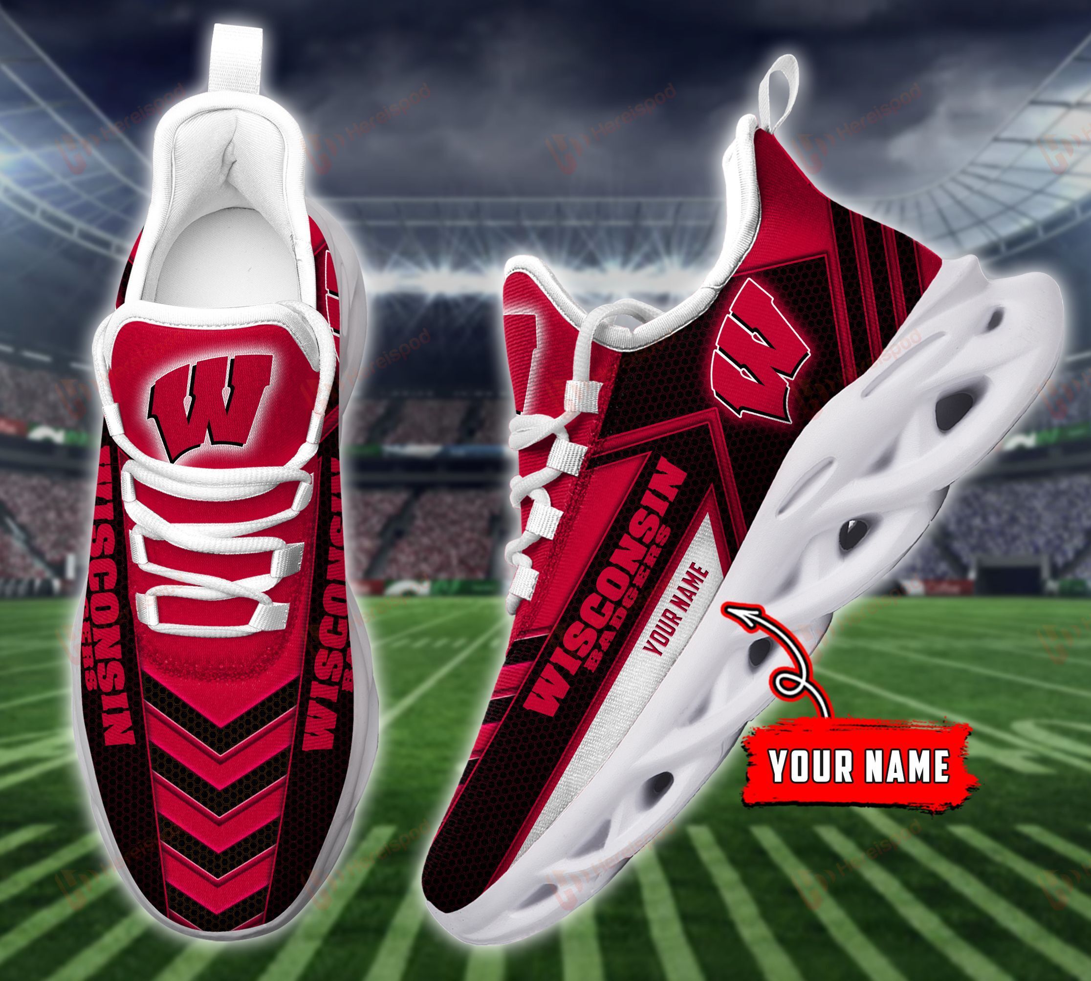 Wisconsin Badgers Personalized  Max Soul Shoes Dism421082724