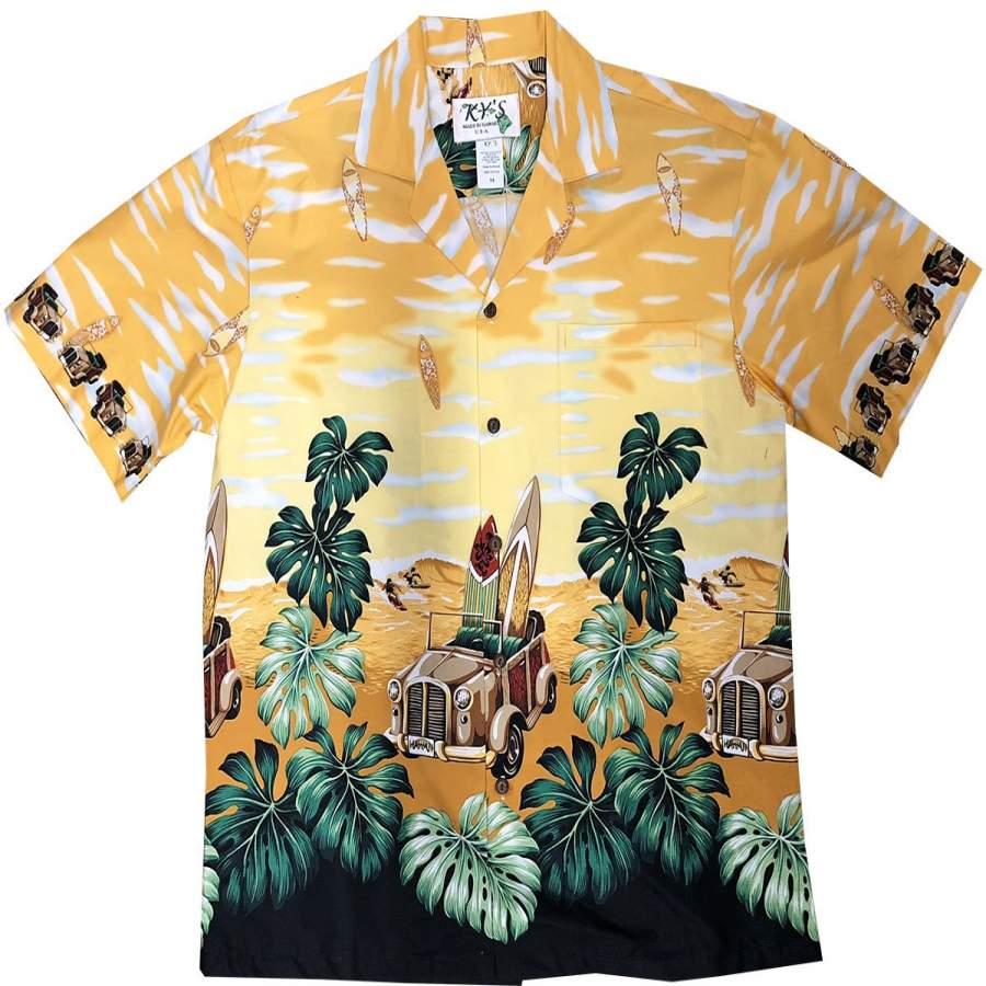 Surfboard Woody Yellow Hawaii Shirt Ha20680