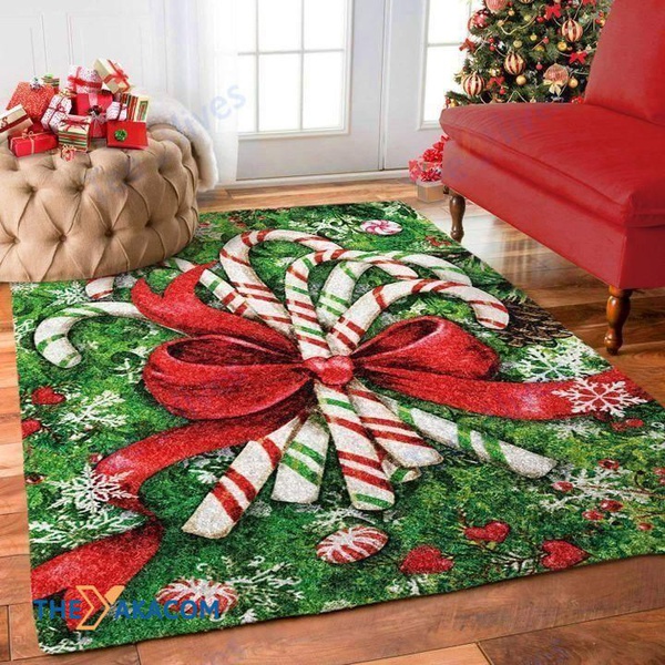 Candy Cane Rectangle Area Rug Floor Decor