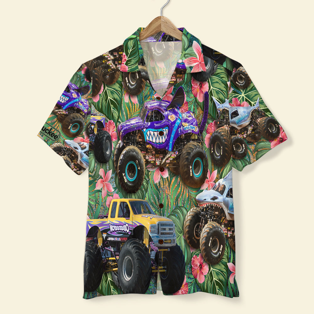 Monster Truck Hawaii Shirt Custom Car Photo Floral Pattern Ha100051