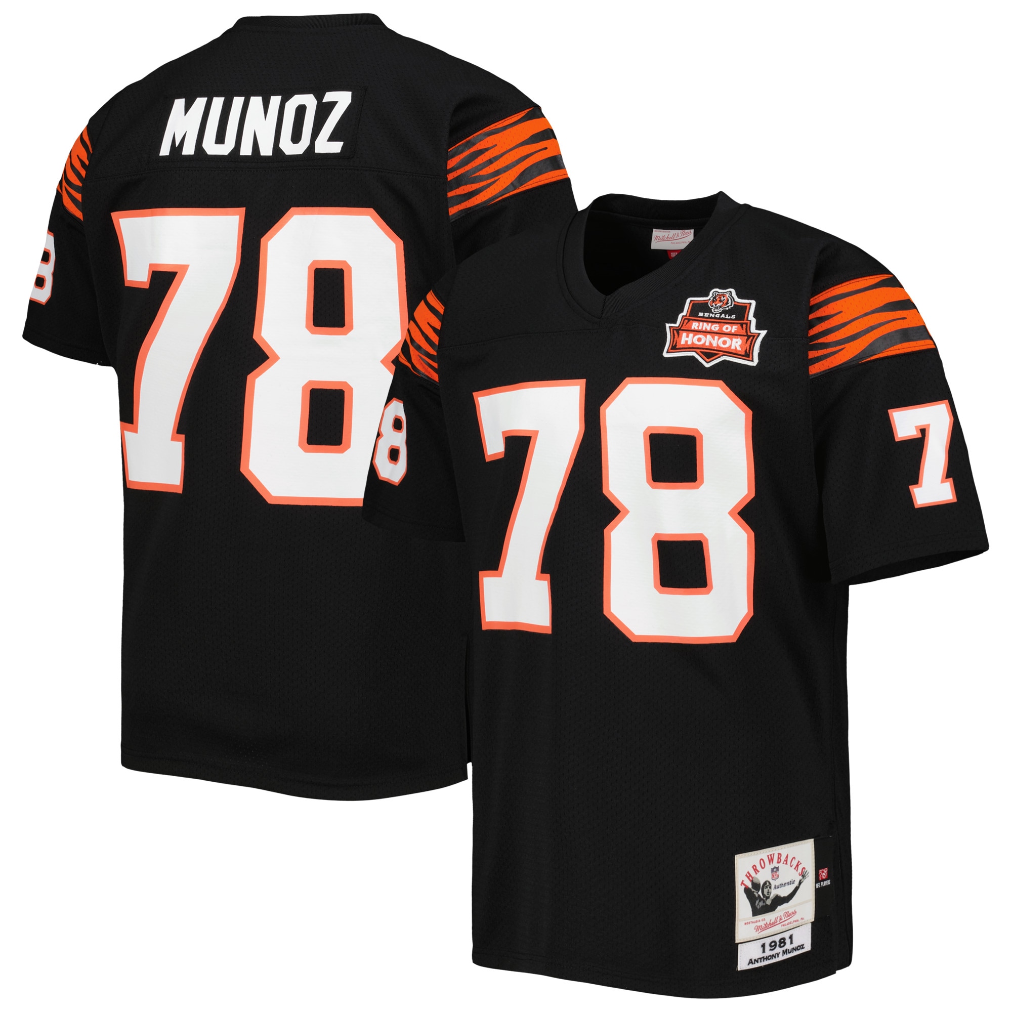 Anthony Muñoz Cincinnati Bengals Mitchell & Ness Authentic Throwback Retired Player Jersey – Black