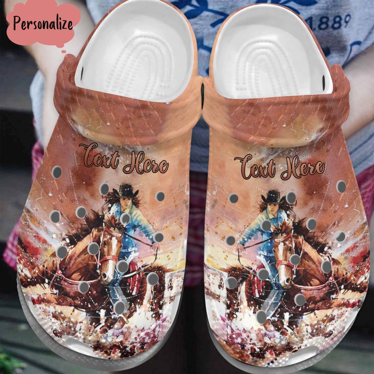 Barrel Racing Personalized Personalize Clog, Custom Name, Text, Fashion Style For Women, Men, Kid, Print 3D