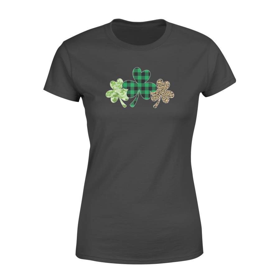 Plaid Shamrock Shirt Leopard Camouflage Fun St Patricks Day – Standard Women’s T-shirt