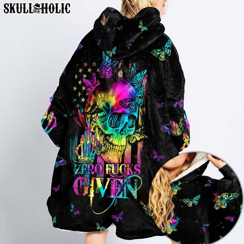 Skull Tie Dye Butterfly Sherpa Blanket Hoodie – Latg1610213 – Wildzill ...