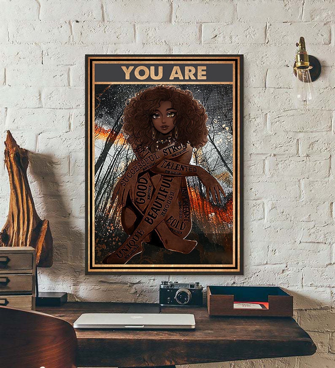 You Are Enough Poster, African American Art Print, Black Girl Wall Art, Girl Into The Forest, Hippie Girl Canvas And Poster, Canvas Wall Art, My Poster Wall