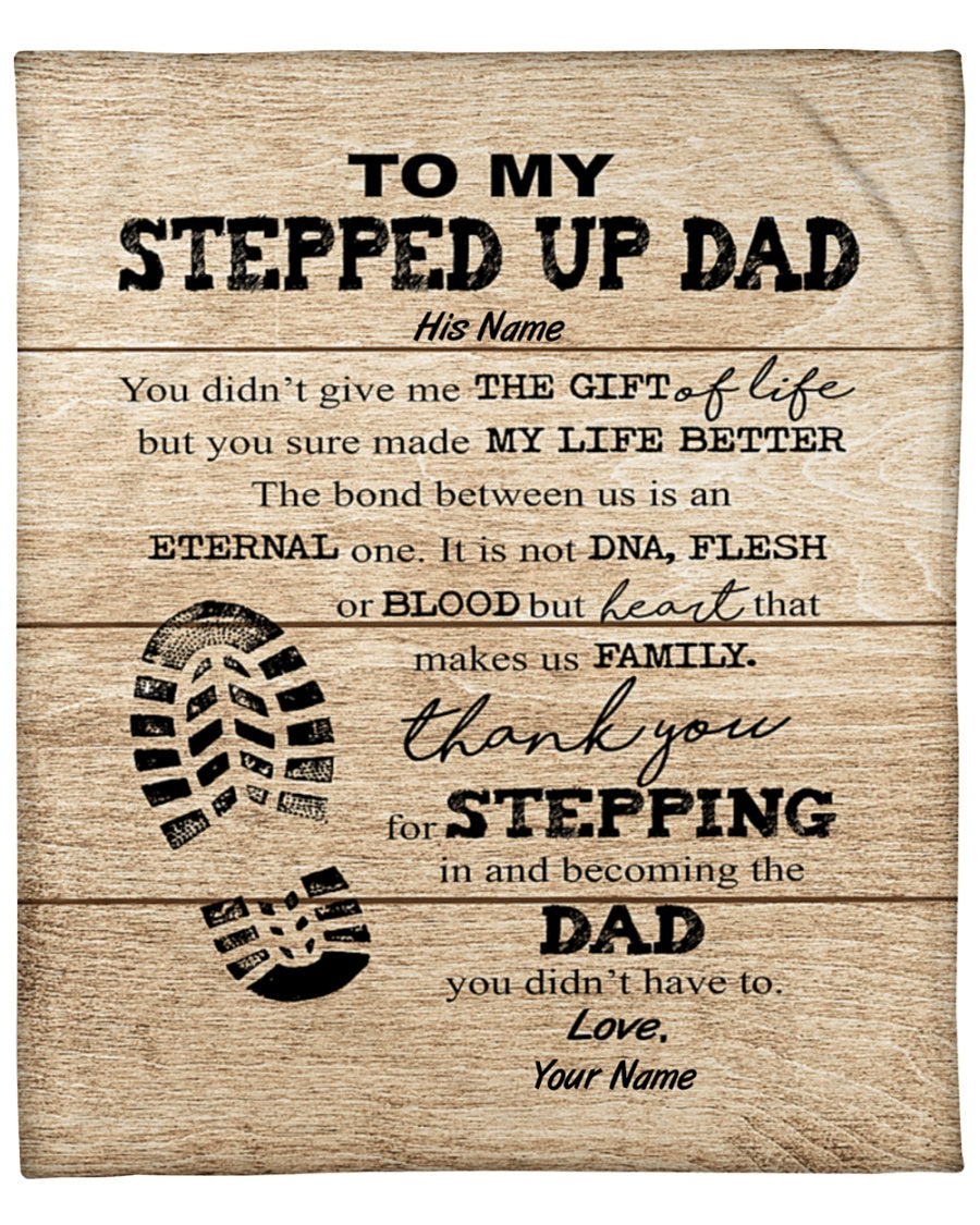 To My Stepped Up Dad Thank You For Stepping In And Becoming The Dad Blanket Gift For Step Dad Birthday Gift Home Decor Bedding Couch Sofa Soft And Comfy Cozy