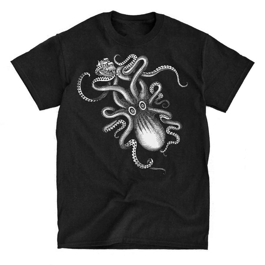 Kraken Rum Octopus Black T-shirt Fashion Cotton Tops Black