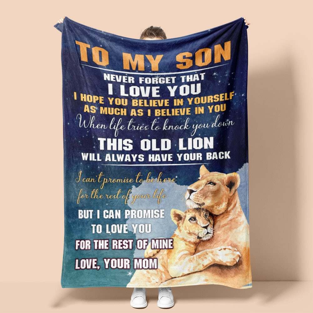 Personalized To My Son Love From Mom Lions| Sherpa Woven Blankets| Gifts For Son|Christmas Gifts