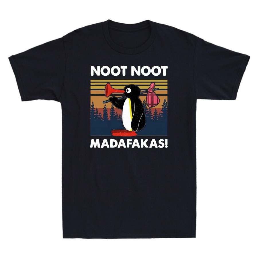 Penguin Noot Noot Madafakas Funny Penguin Meme Vintage Men T-Shirt Cotton Black