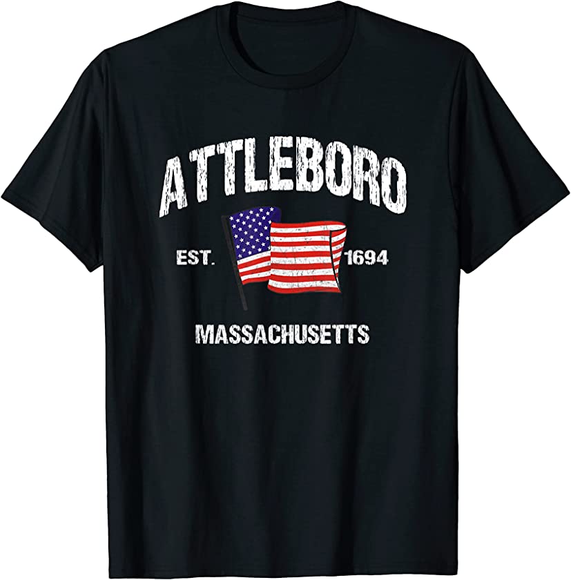 Attleboro Massachusetts MA USA Stars & Stripes Vintage Style T-Shirt