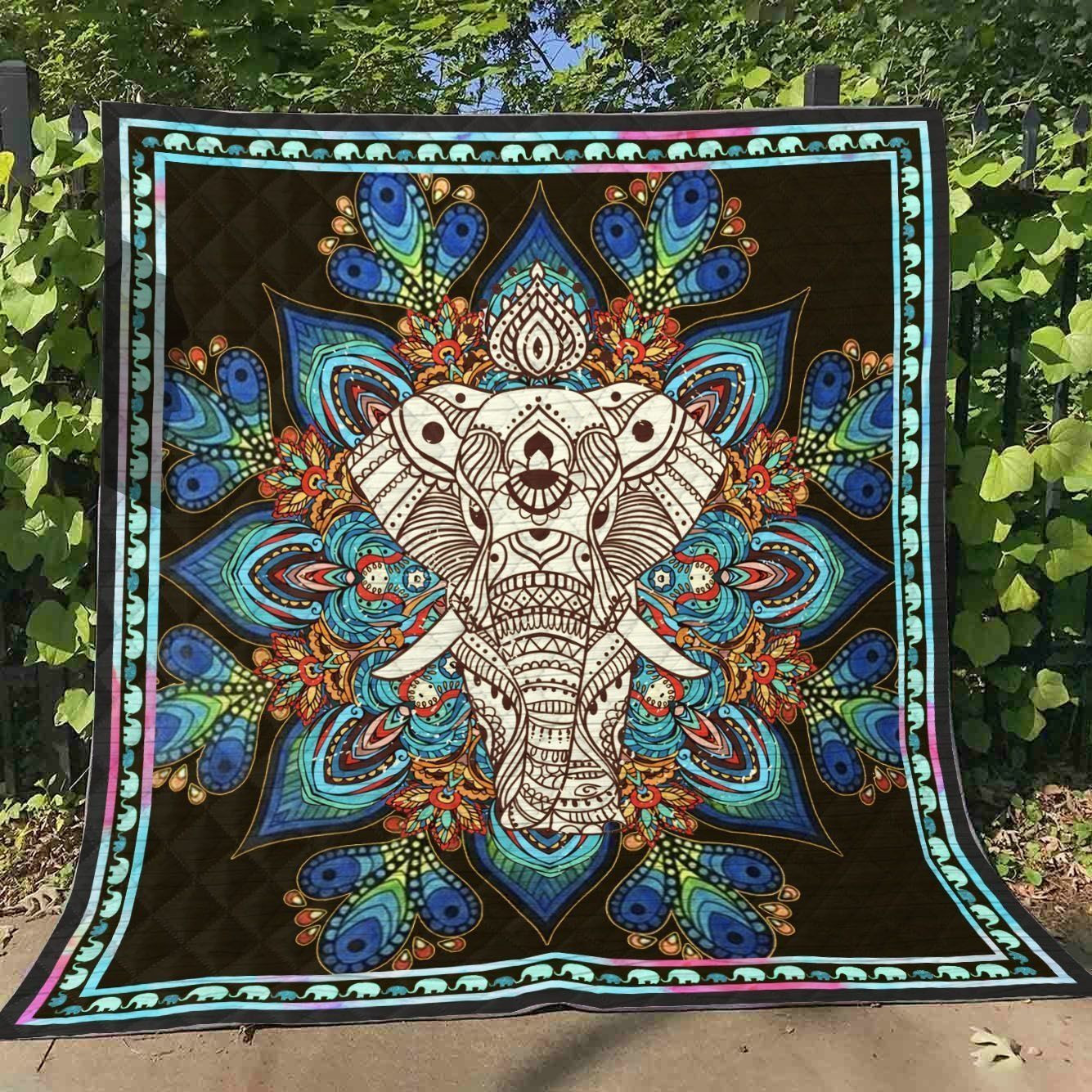 Boho Style Elephants Are Cute Animal Elephant God With Many Eyes Quilt Blanket Great Customized Blanket Gifts For Birthday Christmas Thanksgiving