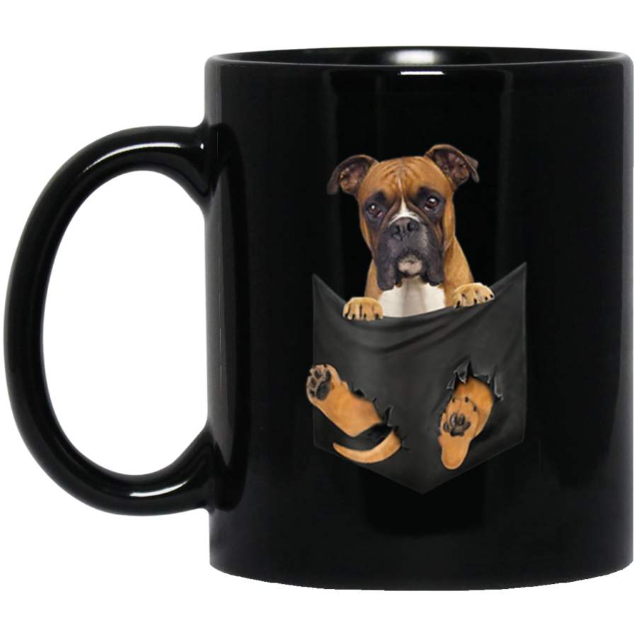 Boxer Inside Pocket Funny Lover Dog Cute Gift Black Mug