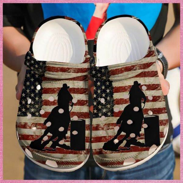 Barrel Racing Us Flag Adults Kids Crocs Crocband Clog Shoes For Men Women Ht