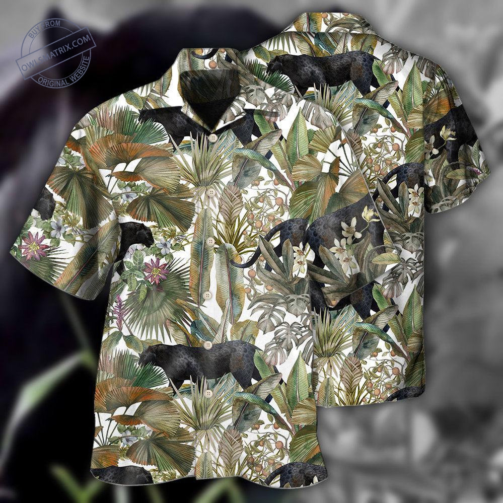 Panther Tropical Leaf Hawaii Shirt Ha73266