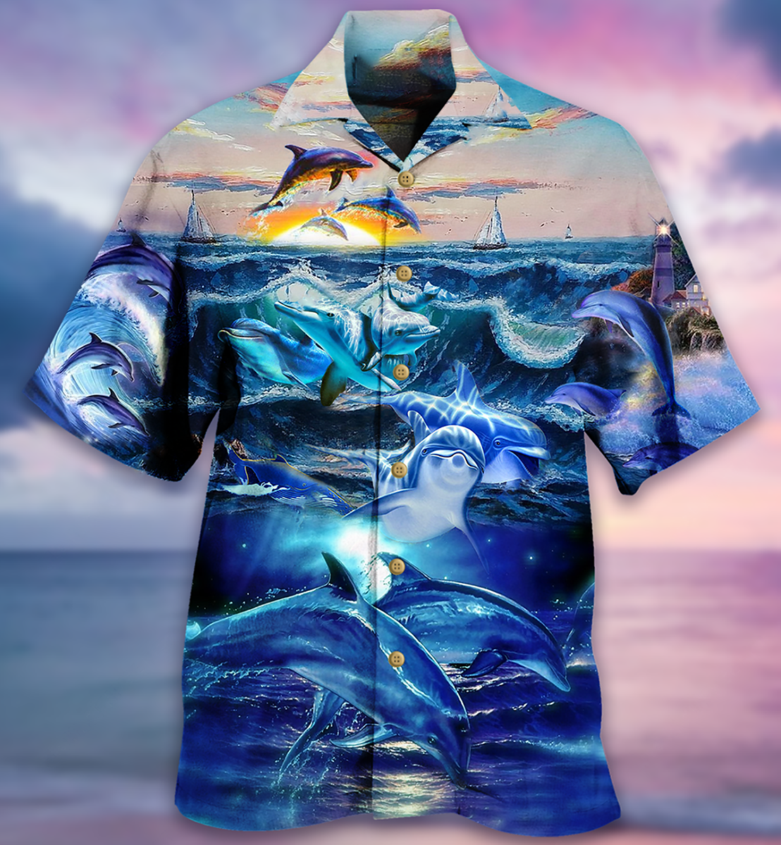 Dolphin Lovely Love Ocean Love Human Hawaiian Shirt