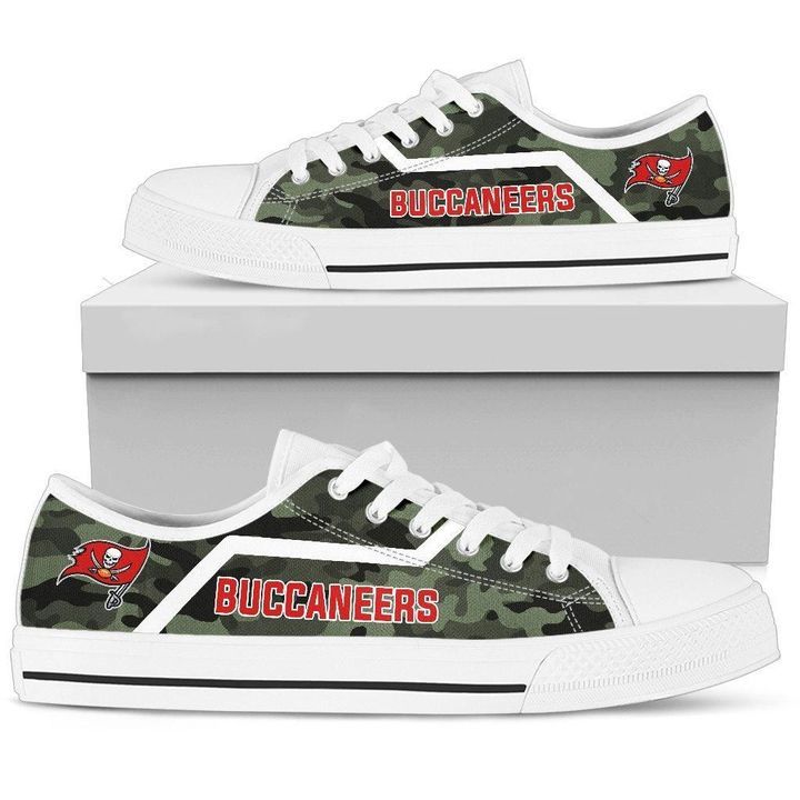 White Low Top Canvas Custom Shoes Gift For Men Women Simple Camo Tampa Bay Buccaneers