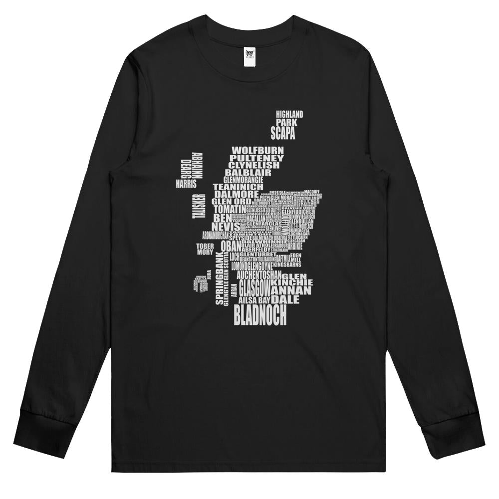 Distillery Map Of Scotland Long Sleeve T Shirts